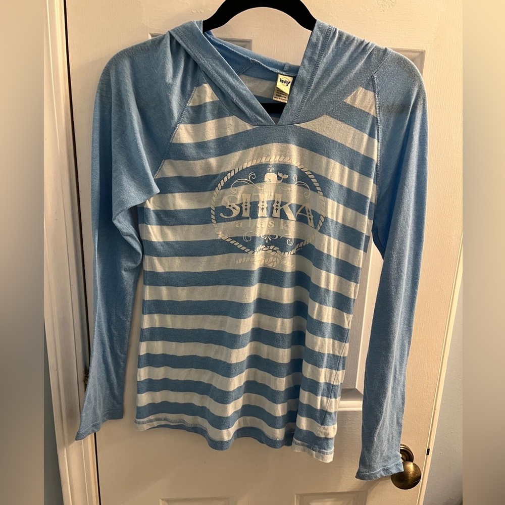 Girls Blue Striped Hoodie